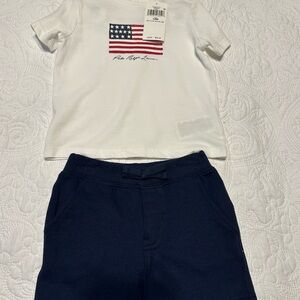 Ralph Lauren White T-Shirt and Navy Shorts Set